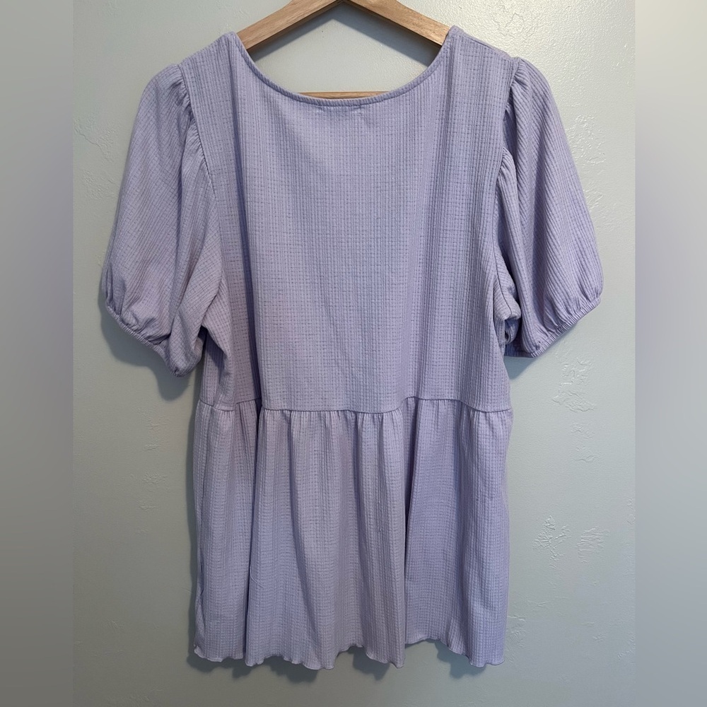 Lavender Puff Sleeve Babydoll Blouse - Picture 8 of 8